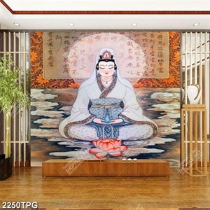 Tranh Quan Âm tự tại file psd