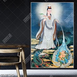 Tranh sơn dầu Bồ Tát và tiên đồng