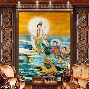 Tranh sơn dầu Bồ Tát cưỡi rồng