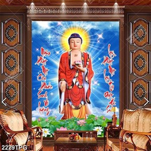 Tranh Phật A Di Đà và câu đối kinh Phật