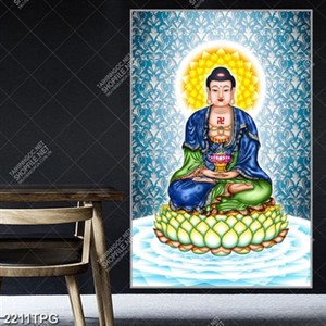 Tranh Phật Dược Sư nền hoa 3D