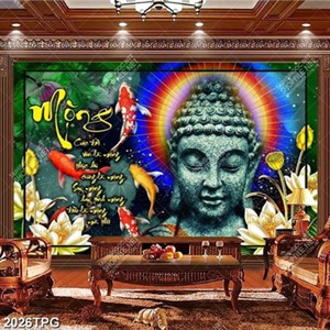 Tranh Tượng Phật và cá chép file psd