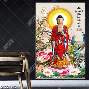 Tranh Phật A Di Đà và chim công