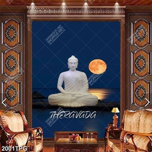 Tranh tượng Phật và ánh trăng đẹp