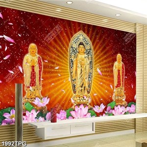 Tranh Địa Tạng Vương Bồ Tát và Phật Tổ in kính đẹp