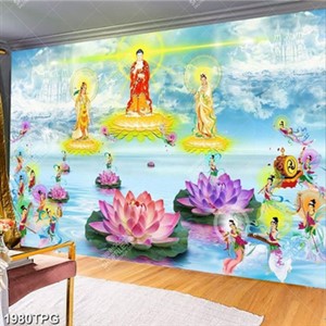 Tranh Phật Tam Thánh in kính siêu nét