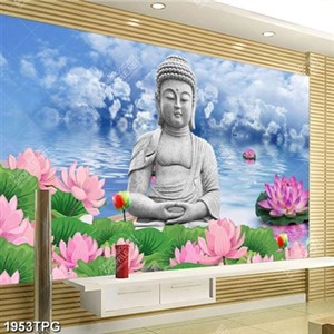 Tranh hoa Sen và tượng Phật đẹp