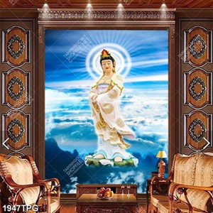 Tranh tượng Phật Quan Âm chất lượng cao in kính