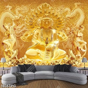 Tranh Phật Quan Thế Âm Bồ Tát nền phù điêu