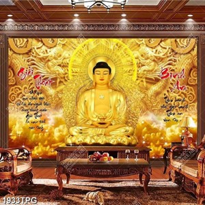 Tranh tượng Phật nền điêu khắc rồng