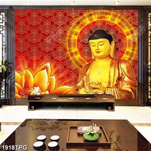 Tranh Phật Quan Âm chất lượng cao và hoa Sen