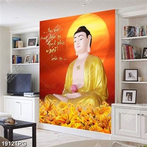 Tranh Phật A Di Đà và thư pháp