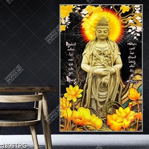 Tranh điêu khắc tượng Phật và thư pháp đẹp