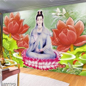 Tranh Quan Âm Bồ Tát nền giả ngọc đẹp