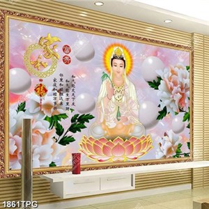 Tranh giả ngọc tượng Phật Quan Âm chất lượng cao đẹp