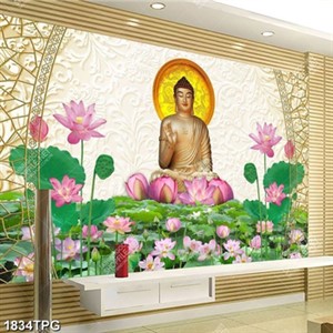 Tranh tượng Phật A Di Đà nền điêu khắc đẹp