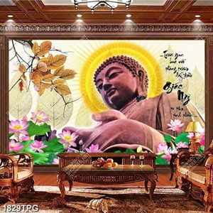 Tranh tượng Phật và hoa Sen