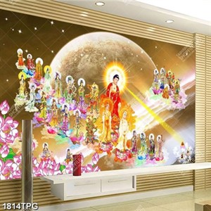 Tranh Tây Phương Tam Thánh nghệ thuật đẹp