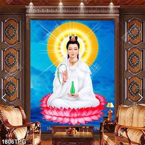 Tranh Nam Mô Quan Thế Âm Bồ Tát in kính đẹp