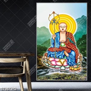 Tranh Địa Tạng Vương Bồ Tát nền phong thủy đẹp