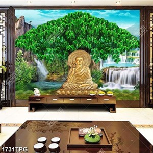 Tranh Phật dưới cây bồ đề đẹp