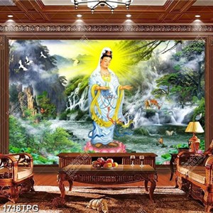 Tranh Quan Thế Âm Bồ Tát nền phong thủy file psd