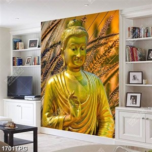 Tranh tượng Phật A Di Đà nền bông lau