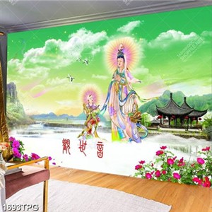 Tranh Quan Âm và tiên đồng file psd