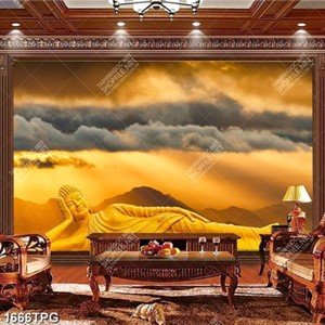 Tranh Phật niết bàn và hoàng hôn