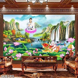 Tranh Quan Thế Âm Bồ Tát hiển linh trên núi file psd