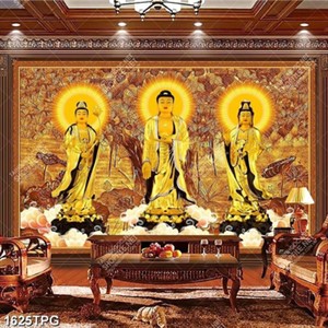 Tranh thờ Tây Phương Tam Thánh nền trúc chỉ file psd