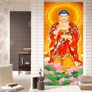 Tranh Phật Như Lai và hoa Sen