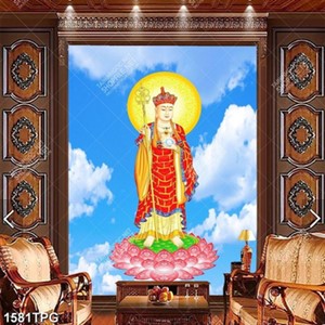 Tranh Địa Tạng Vương Bồ Tát in kính đẹp