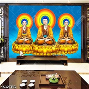 Tranh 3 Tượng Phật A Di Đà đẹp