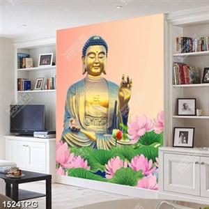 Tranh Phật Tổ Như Lai và hoa Sen