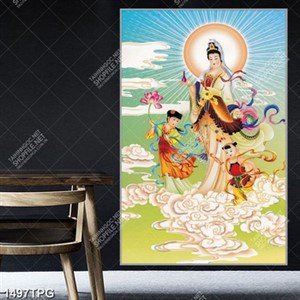 Tranh Quan Thế Âm và tiên đồng file psd