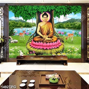 Tranh Phật Thích Ca và cây Bồ Đề kích thước lớn