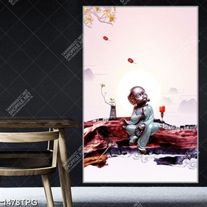 Tranh chứ tiểu đang suy ngẫm file psd