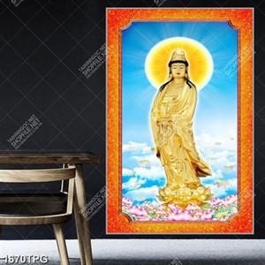 Tranh Tương Quan Thế Âm Bồ Tát mạ vàng đẹp