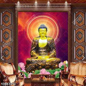 Tranh tượng Phật A Di Đà và hoa Sen đẹp