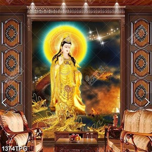 Tranh Phật Quan Âm cưỡi rồng chất lượng cao