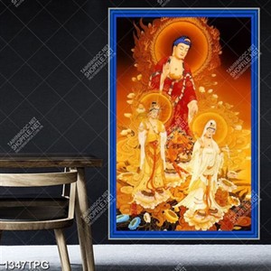Tranh Tây Phương Tam Thánh in kính đẹp
