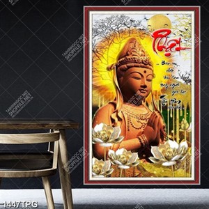 Tranh Phật Quan Âm và thư pháp kinh Phật