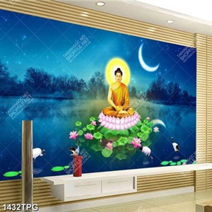 Tranh Phật Thích Ca trong đêm trăng đẹp