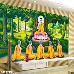 Tranh Phật giảng kinh dưới gốc bồ đề