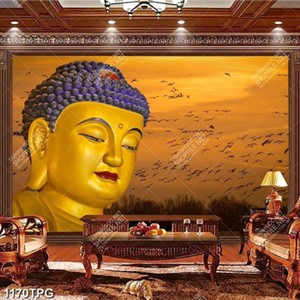 Tranh Tượng Phật và chim bay