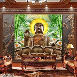 Tranh tượng Phật bằng đồng và cây tre chất lượng cao