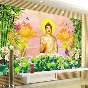 Tranh Phật Thích Ca và tre