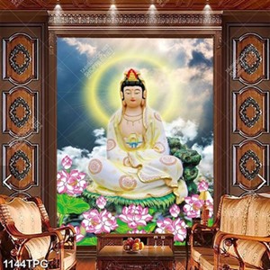 Tranh tượng Quân Âm và hoa Sen