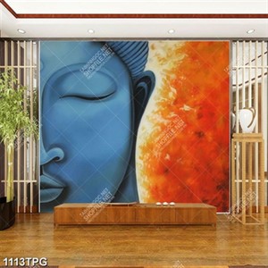 Tranh mặt tượng Phật điêu khắc
